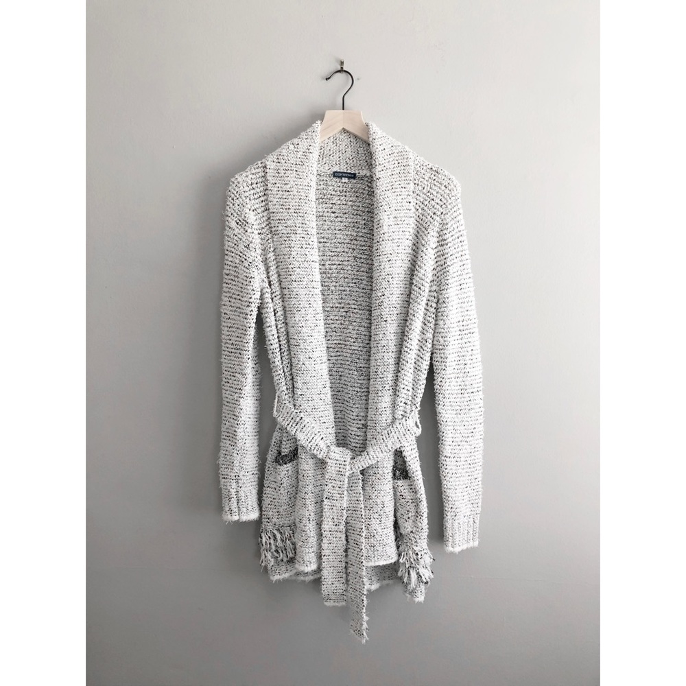 Eighteen86 Cotton Belted Fringe Trim Cardigan